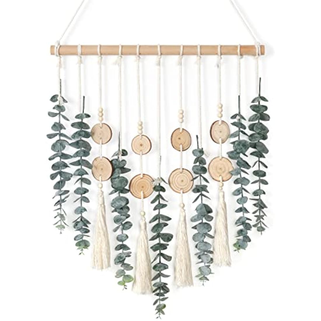 Weldomcor Artificial Eucalyptus Wall Hanging Decor Greenery Boho Chic Home Decorations Farmhouse Rustic Plants with Wooden Stick for Bedroom Living Room Apartment Ornament Gift (Green-3)