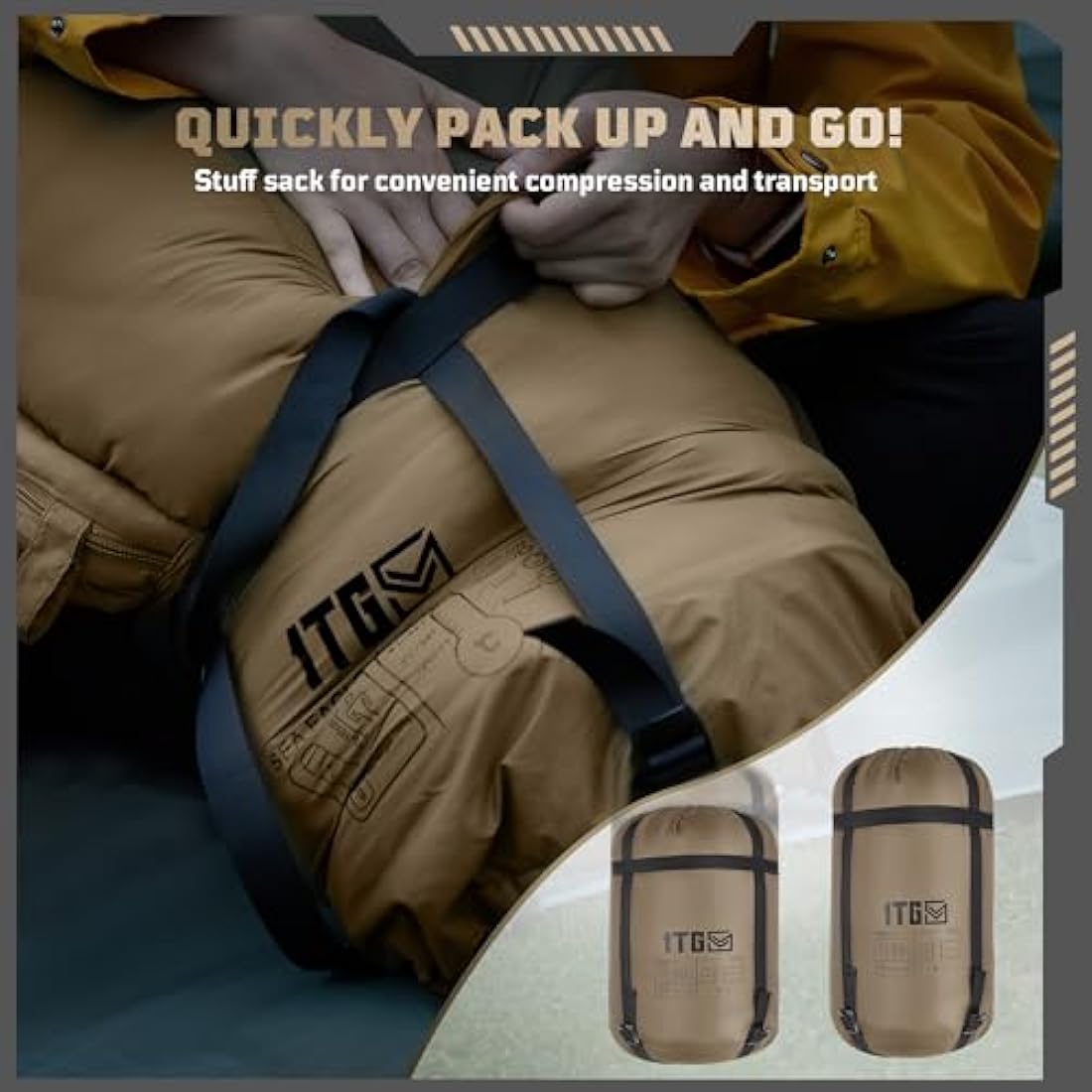 Sleeping Bags for Adults & Kids, Backpacking Camping Sleeping Bag, Warm Cold Weather Sleeping Bag for Camping Hiking Outdoor Travel Hunting with Storage Bag, Coyote Brown