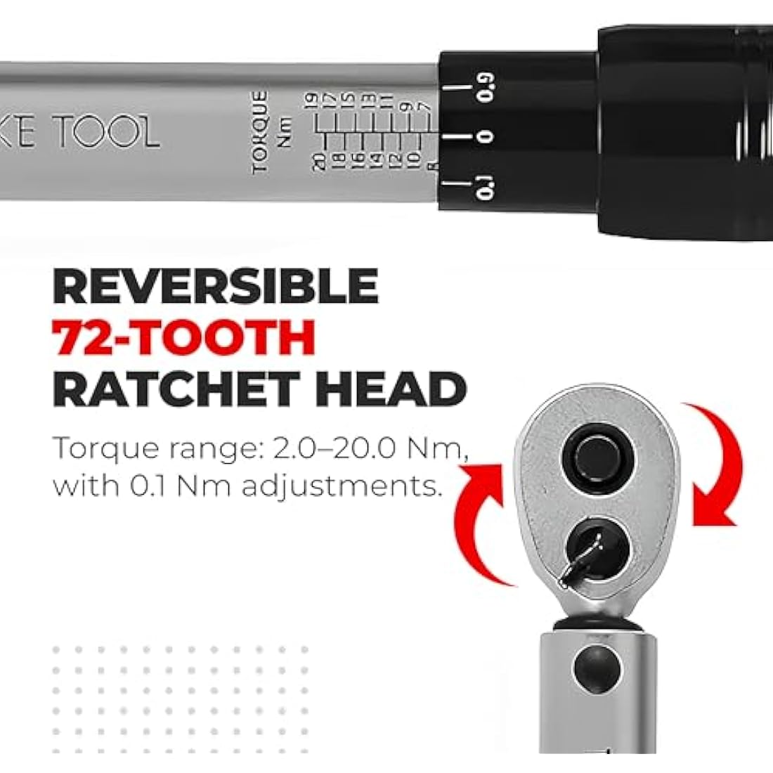 Bicycle Motorcycle Torque Wrench 1/4" Drive with Ratchet and Extension Measuring Range 2-20Nm Precision Tool Including Hex Hex Wrench and Torx Bits for Road Bike,