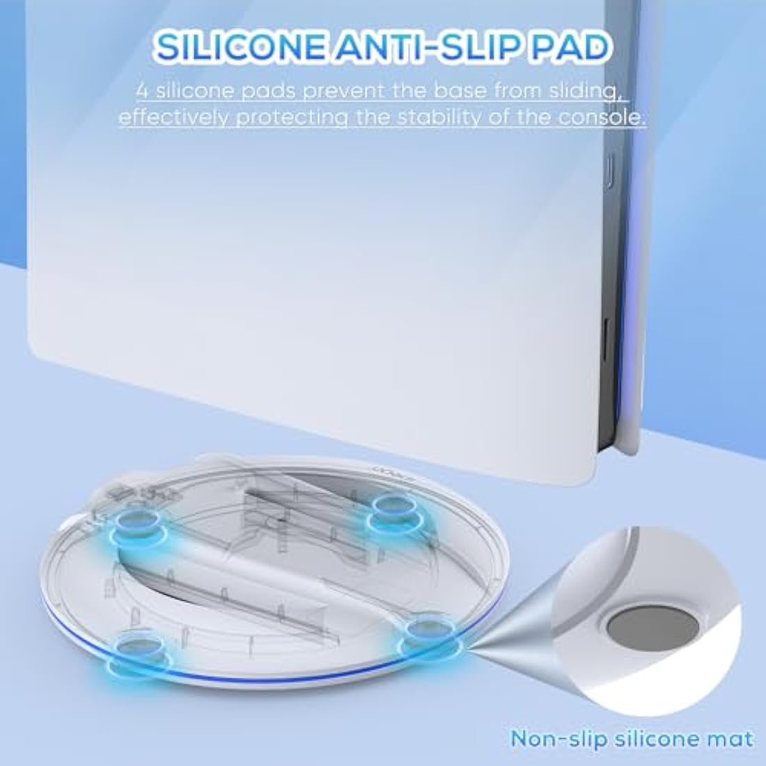 Auarte Vertical Stand for PS5 Slim Disc & Digital New Console, Base Stand Holder for PS5 Slim Accessories with Anti-slip Pad, Sturdy and Solid