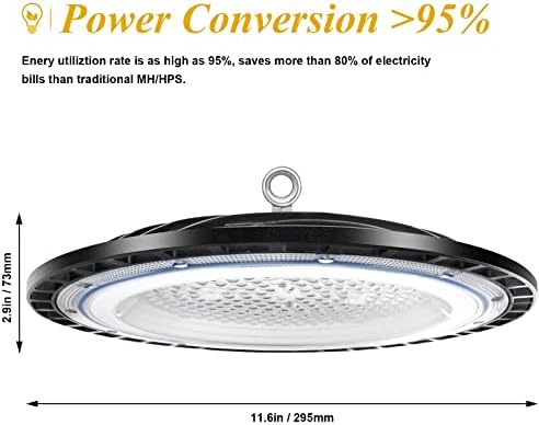 TAUDUDE 4Pack 100W LED High Bay Garage Light (Eqv. 400W MH/HPS) 14000lm Shop With Cable IP66 Waterproof UFO LED Work for Barn Workshop Warehouse Factory Fixtures