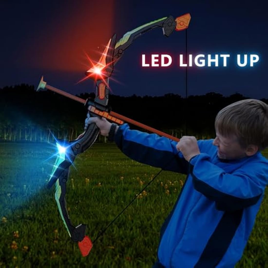 Hollyhi Bow Arrow Set for Kids, LED Light Up Archery Set Toys with 10 Arrows, Indoor Outdoor Shooting Games Hand-eye coordination Birthday Gifts for 5 6 7 8 9 10 11 12 13 14 Year Old Boys Girls