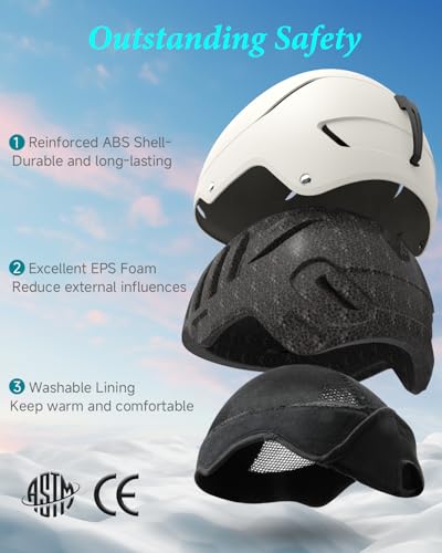 RIOROO Ski Helmet, Ski Helmets for Men Women Youth,Snowboard Helmet with Fluff Adjustable Vents,Compatible with Ski Goggles,Available for Snow
