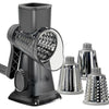 LacusMare Rotary Cheese Grater with 3 Blades for Slicing, Coarse Grating & Fine Shredding, Graters for Kitchen with Stable Suction Base, Vegetable Slicer for Cucumber, Carrot, Potato, Nuts (Gray)