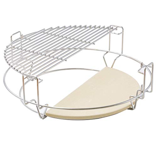 Onlyfire GCG-8552 Cooking System (2xGrates, 1xRack, 2xHeat deflectors) Fits for Ceramic Grill, Compatible for Large Big Green Egg, Kamado Joe Classic,