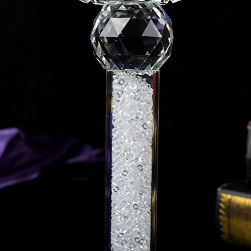 London Boutique Tea light Dinner Candle Holder Set 2 Crystal Lotus Flower Top Decorative Gift Present with swarovski crystal elements Gift Box