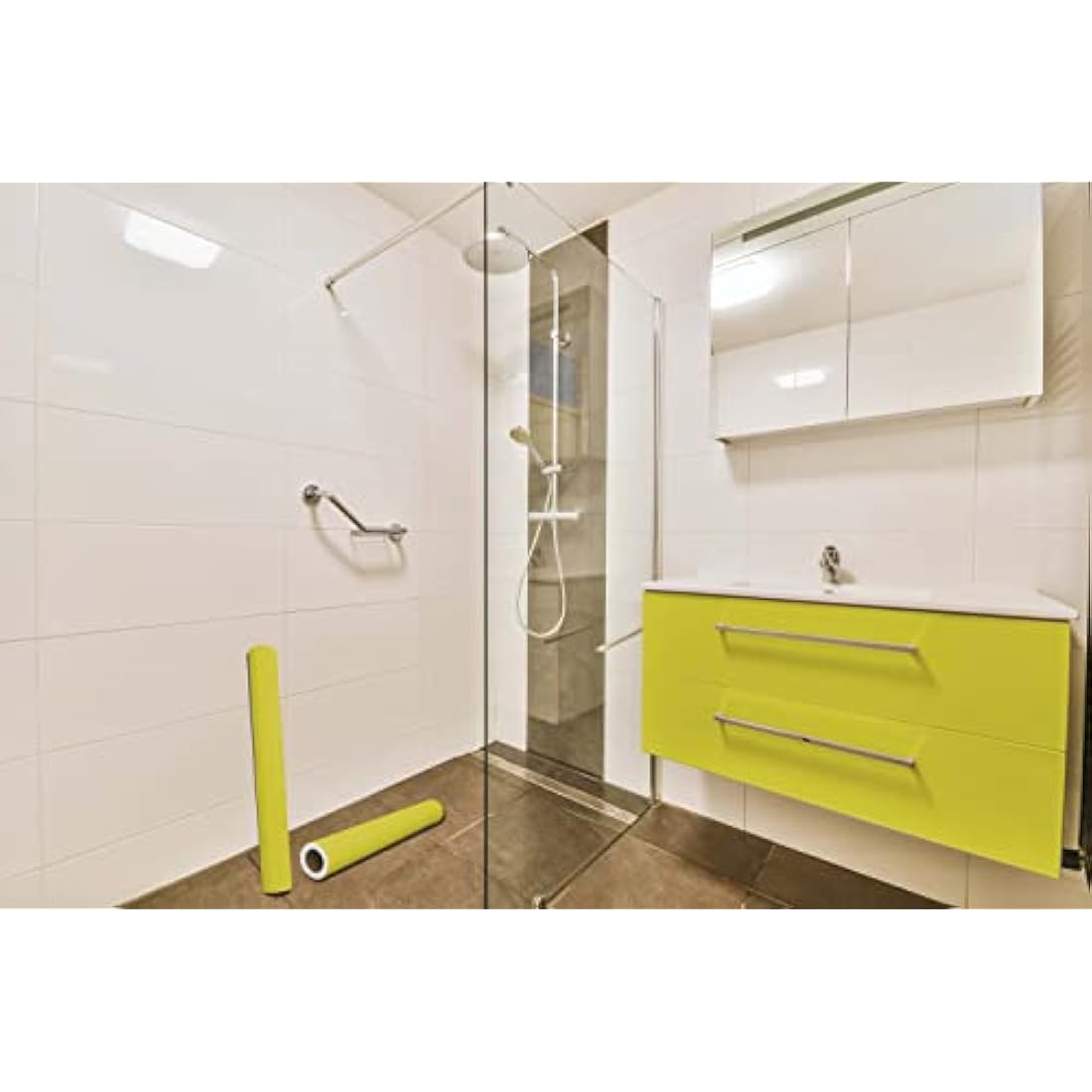 vgoltd Furniture Stickers Gloss Self Adhesive Vinyl Wrap Sticky Contact Paper Roll for Kitchen Countertop Cupboard Cabinets Wardrobe & Tabletops (Lemon Yellow, 30W x 200L cm)
