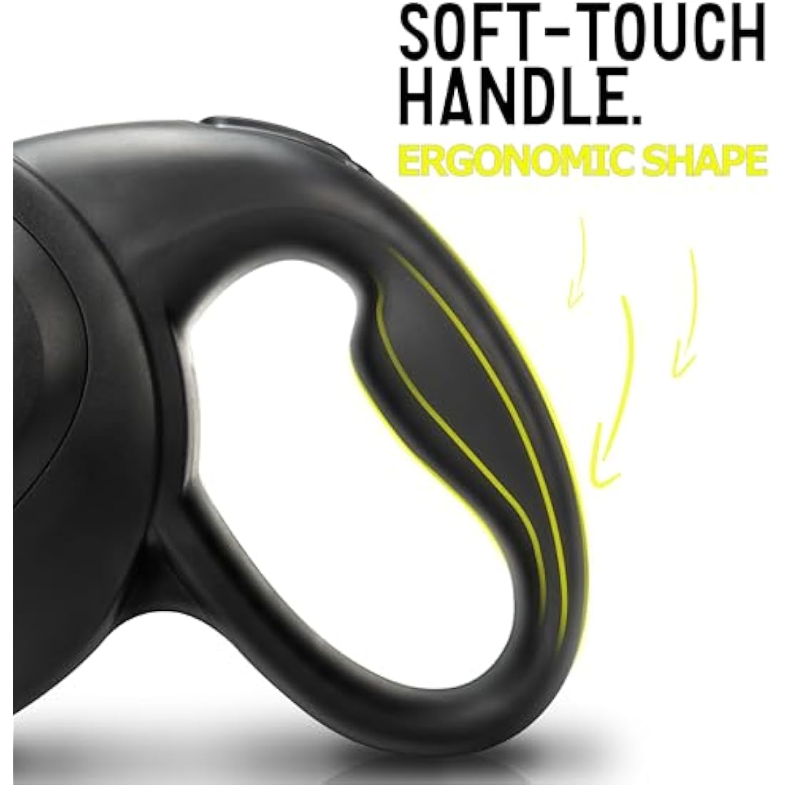 bluzelle 8m / 26ft Retractable Leash for Dogs up to 50kg / 110lbs, Bright Neon Yellow Reflector Nylon Belt with 360° Snap Hook Metal, Reliable Braking One-Hand Ergonomic Rubberized Handle, Black