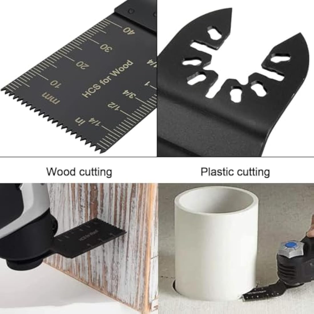 100Pcs Multi Tool Blades Kits Universal Wood Oscillating Saw Blades Wood Multitool Blades Compatible with Fein Multimaster Porter Cable Bosch Ryobi Dewalt Milwaukee Rockwell Oscillating Tool