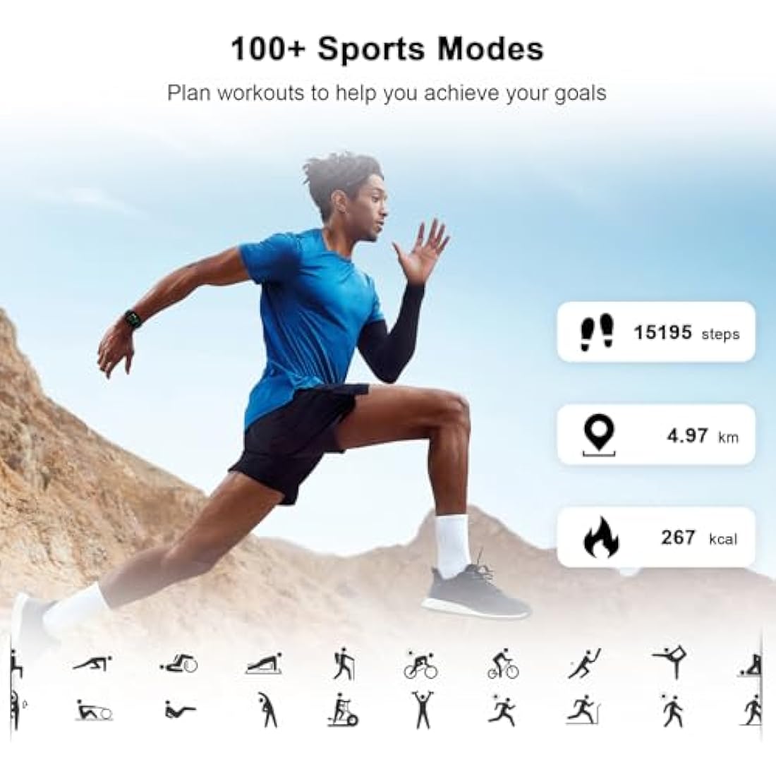 Blackview Smart Watch for Men Women - Answer/Make Calls & AI Voice, 1.85" HD Fitness Watch with Heart Rate SpO2 Sleep Monitor, 100+ Sports Modes Activity Trackers, Step Counter Watch for Android iOS