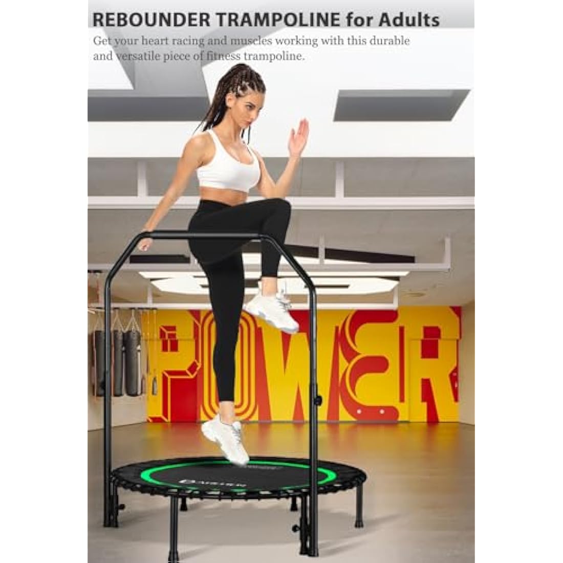 DARCHEN 200 KG Rebounder Trampoline for Adults, Indoor Small Rebounder Exercise Mini Trampoline for Workout Fitness for Quiet and Safely Trampoline Indoor [100 CM]