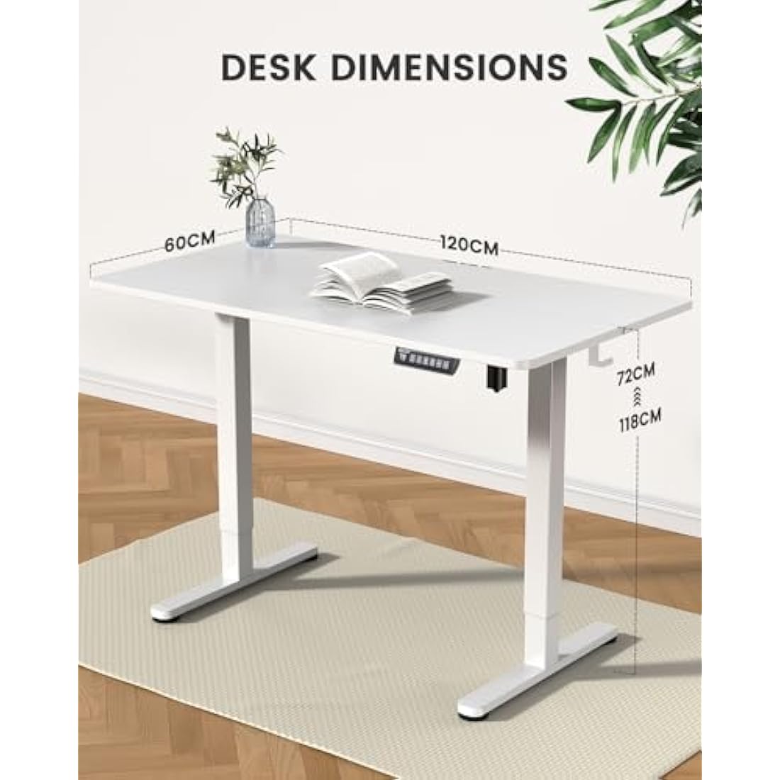 ErGear Electric Standing Desk Height Adjustable 120 x 60cm, Sit Stand Desk with 4 Memory Smart Pannel for Home Office with Splice Board