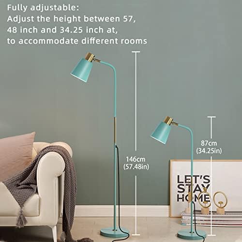Floor Lamp, Industrial Floor Lamps Corner Lamp Rustic Farmhouse Standing Lamp, Adjustable Metal Heads Indoor Task Lighting Reading Floor Lamps for Living Room, Bedroom, E27 Socket (Green)