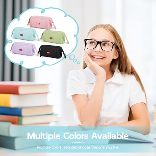 Mamowla Large Pencil Cases for Girls Super Big Pencil Case for Women Zipper Smoothy Pen Case Pouch Holder Stationery Organizer Duarable School Pencil Cases