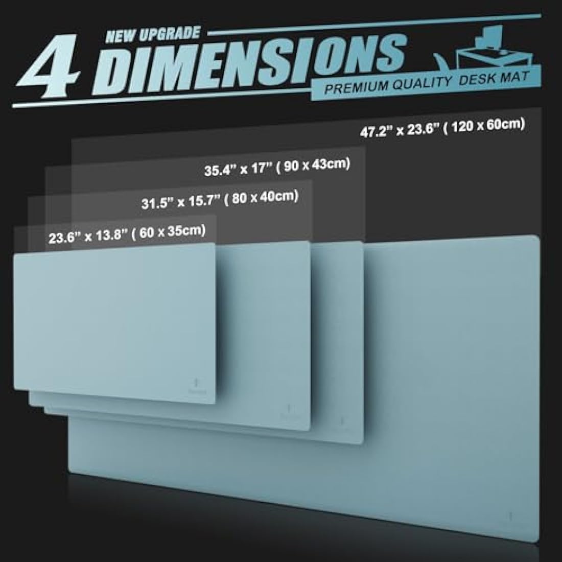 K KNODEL Large Office Leather Desk Mat, Mouse and Keyboard Pad, Computer and Laptop Mat, Desktop Protector and Cover, Writing Pad and Blotter (90x43cm, Light Blue)