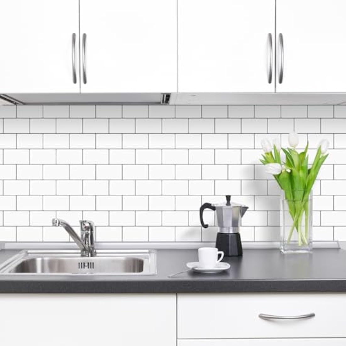 WoStick Peel and Stick Wall Tiles (10-Sheets), Subway Self Adhesive Wall Tiles Tile Stickers Backsplash for Kitchen Bathroom Home Decoration White(30.5x30.5cm)