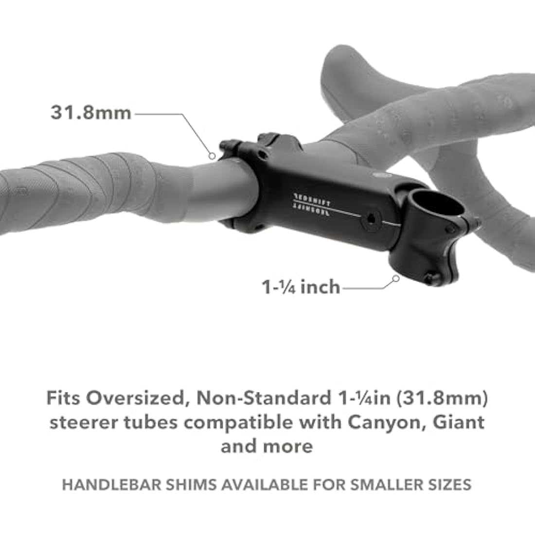 REDSHIFT ShockStop Suspension Stem for Oversized, Non-Standard 1-1/4 in (31.8 mm) Steerer Tubes, Shock-Absorbing Bike Handlebar Stem for Road, Gravel, Hybrid and E-Bikes