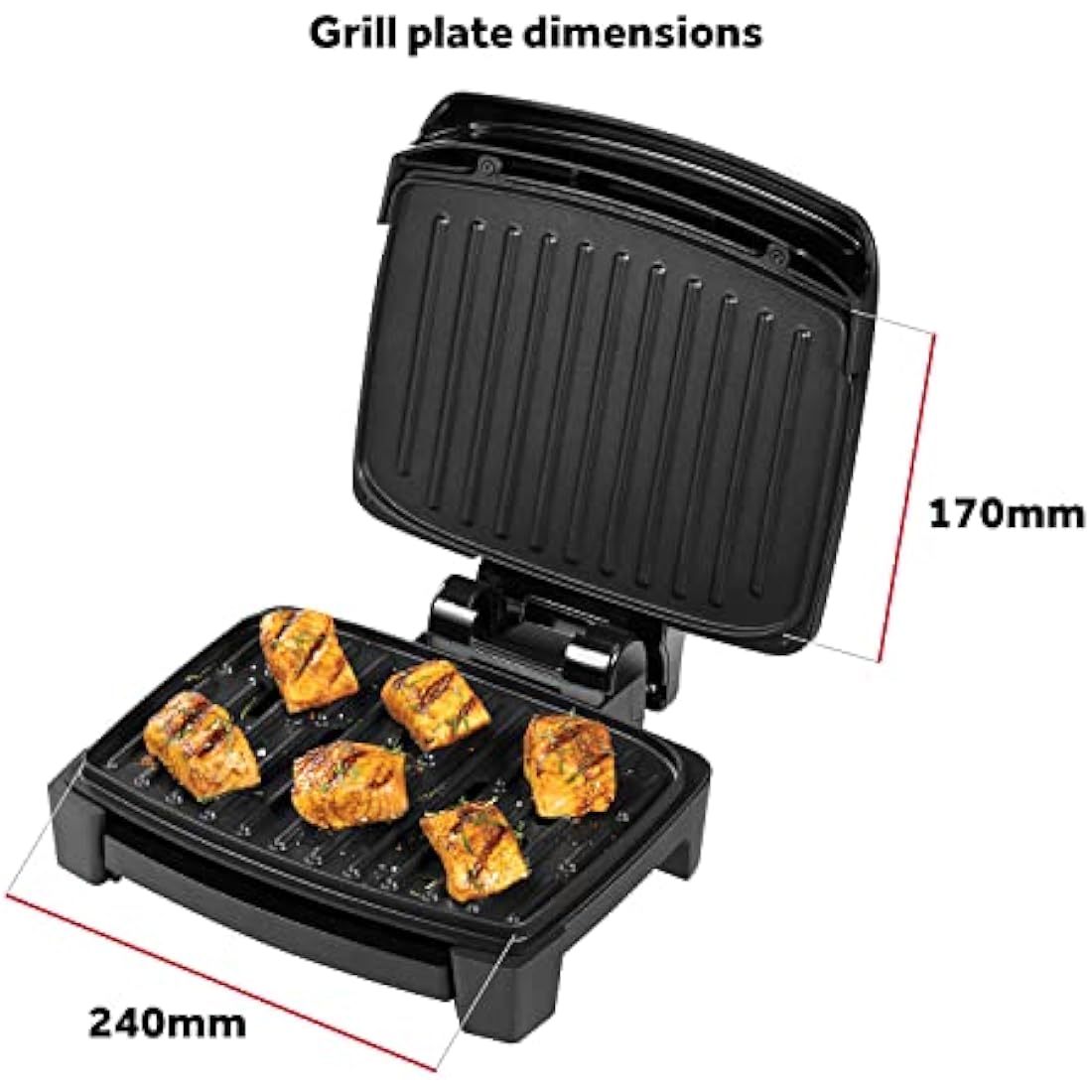 George Foreman Immersa Small Electric Grill [Removable Control Panel allows grill machine to be fully washable & dishwasher safe, Energy saving, Healthy, Toastie, Panini, Hot plate, BBQ] Black, 28300