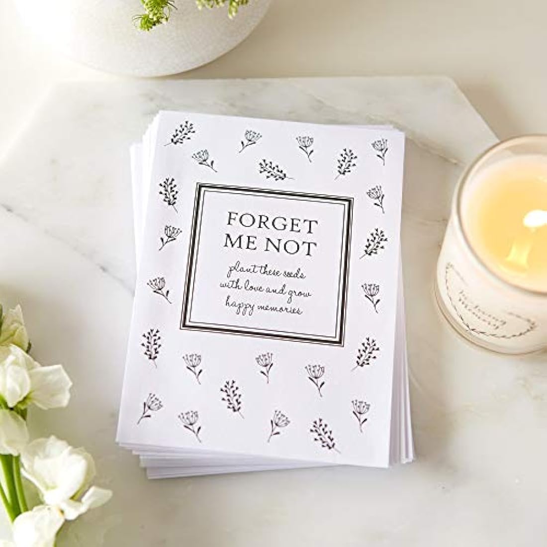 ANGEL & DOVE 10 Filled Forget-Me-Not Seed Packet Funeral Favours - for Celebration of Life, Remembrance, Memorial Gift
