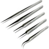 Stainless Steel Heat Resistant Tweezers, 5 PCS - Craft, Electronics, Jewelry-Making, Non-Magnetic by TOWOT