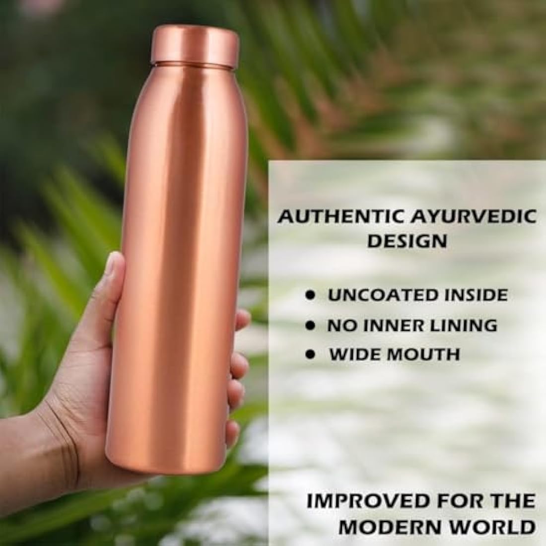 NORMAN JR, Copper Water Bottle 1L - Gift Box of 3, Plain, an Ayurvedic vessel made from pure copper - helps you drink more water, with many health benefits