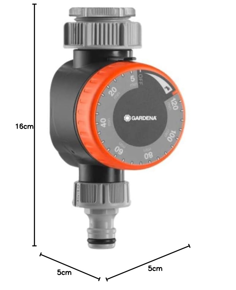 Gardena Water Timer: Automatic timer for faucets 26.5 mm (3/4 inch) or 33.3 mm (G1), flexible watering time (5-120 min), easy insertion thanks to