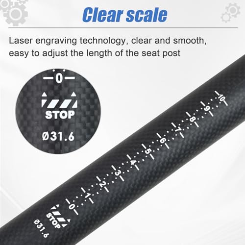 ROADNADO Carbon Fiber Bicycle SeatPost Ultralight Carbon Bike Post Matte Adjustable Offset Seatpost for MTB Road Bike BMX Seat Tube(31.6 * 400mm)