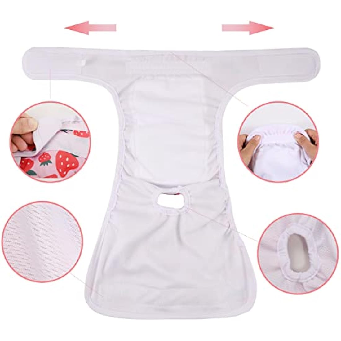Medo 3 Packs Reusable Dog Nappies, Super Absorbent Washable Dog Diapers Puppy Sanitary Wraps Panties for Female Pet Incontinence and Long Travels 40-50 cm/15.7-19.7 (M), pink+blue+yellow