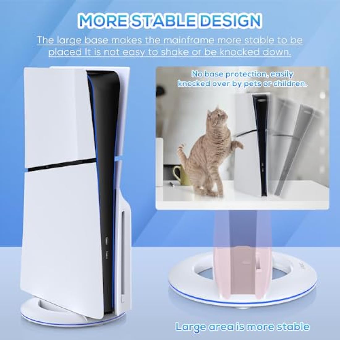 Auarte Vertical Stand for PS5 Slim Disc & Digital New Console, Base Stand Holder for PS5 Slim Accessories with Anti-slip Pad, Sturdy and Solid