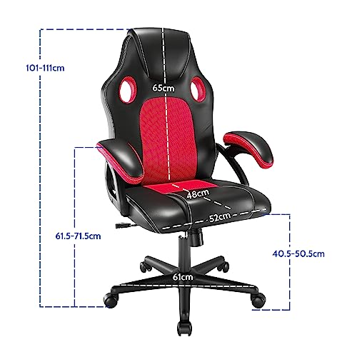 Play haha.Gaming chair Office Swivel chair Computer Work chair Desk chair Ergonomic Racing chair Leather PC gaming chair (Red)