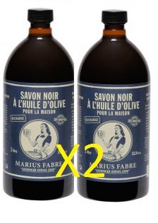 Marius Fabre Savon de Marseille Olive Oil Black Soap 1L ? Pack of 2 bottles - 2 x 1L