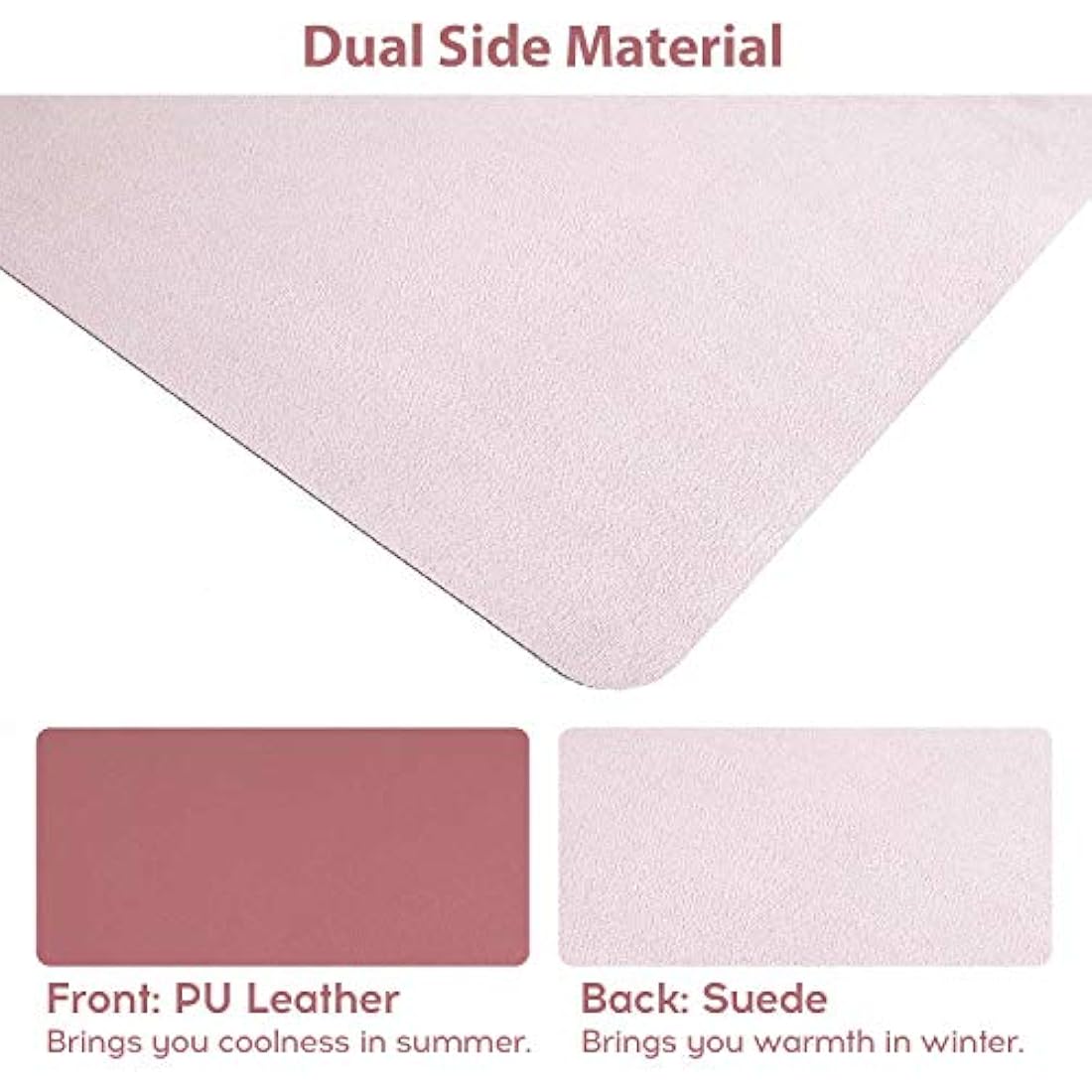 Desk Pad Large, DOBAOJIA Desk Mat, Laptop Mat, Writing Pad, Desk Blotter, Extended Mouse Mat, Large Mouse Pad for Office/Home, PU Leather Waterproof +Suede Non-Slip 27.5" X 13.8" (Dark Pink)