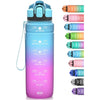Niggeey Motivational Water Bottle with Time Marker, Sports Bottles 1.5l, 1l, 700ml, 500ml Kids Bottles, Leak Proof BPA Free Tritan Drink for School, Gym and Sport, Cycling, 24oz-bluepurple