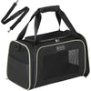 PETSFIT Soft Cat Carrier with Extendable Fleece Pet Mat, Kitty Carrier Airline Approved with Safety Leash for Pets Up to 12 Lbs (44 * 26.5 * 27CM, Black)
