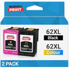 WonnaPrint 62XL Ink Cartridges Replacement for HP 62 62 XL Black and Colour for HP Envy 5540 5541 5544 5546 5644 5541 5542 5640 5646 OfficeJet 250 5740 5742