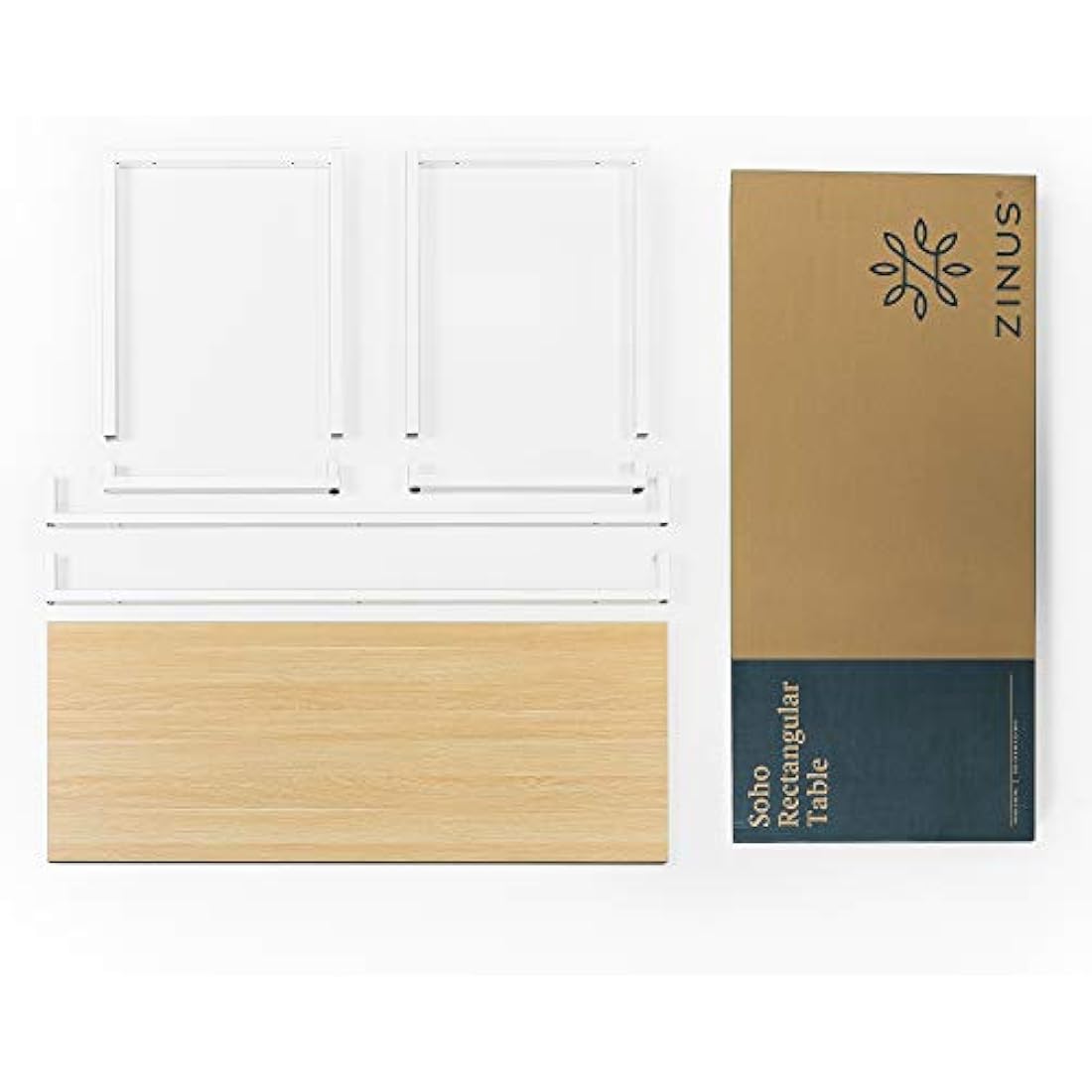Zinus Jennifer 140x61x74 cm - Metal and wood modern study desk - Home office computer table - Natural Brown and White