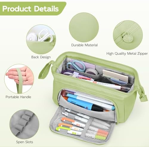 Mamowla Large Pencil Cases for Girls Super Big Pencil Case for Women Zipper Smoothy Pen Case Pouch Holder Stationery Organizer Duarable School Pencil Cases