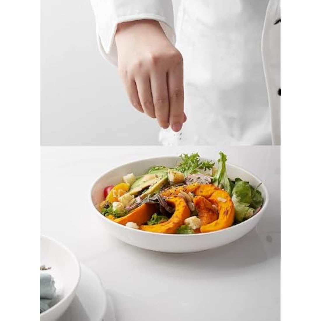 Y YHY 8.5'' Pasta Bowls Set of 6, 30 oz/880 ml Porcelain Salad Bowl, Large Ceramic Soup Bowl, Deep Plates, Serving Dishes for Salad Pasta, Soup, Fruit, Microwave & Dishwasher Safe, White