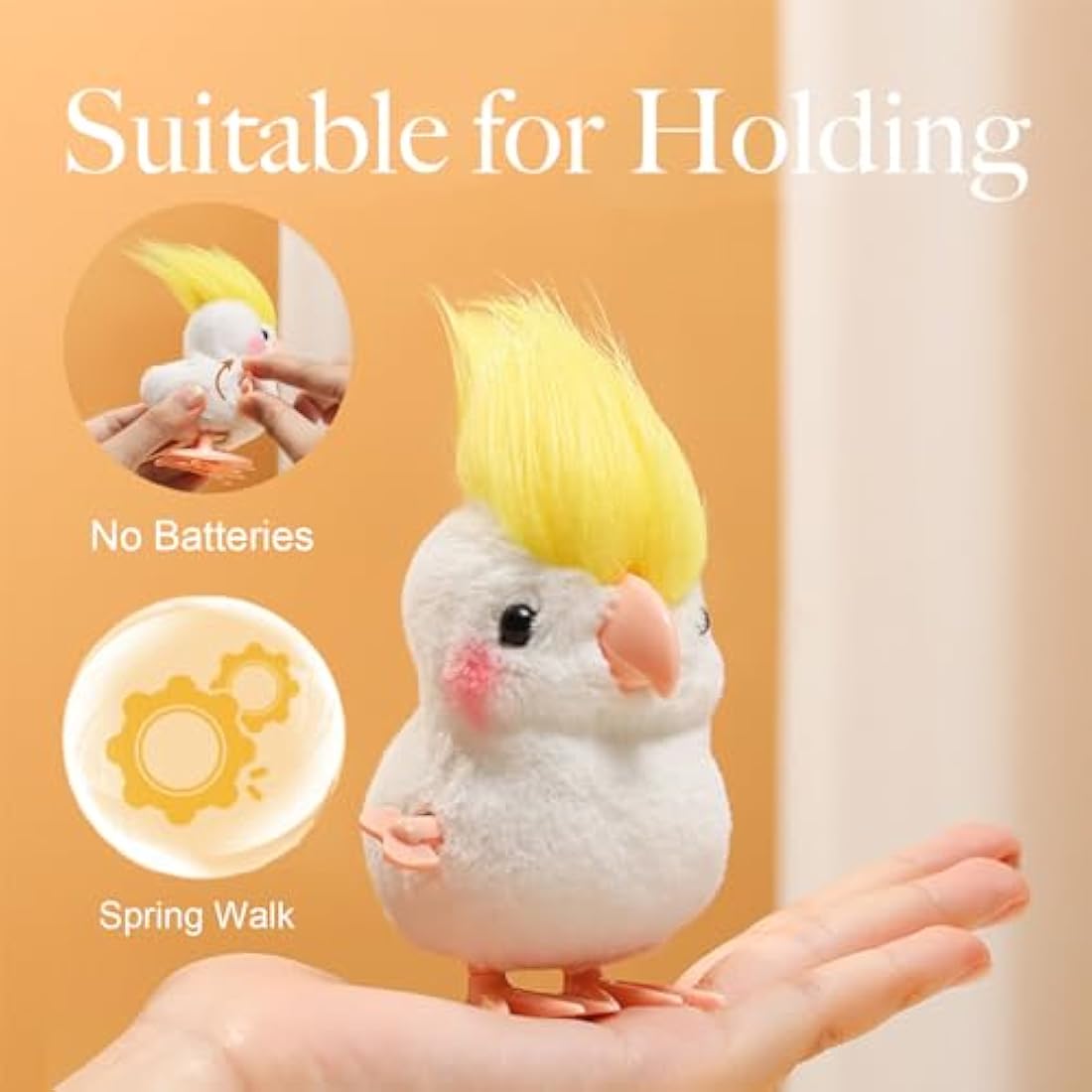 Mienocol 2 PCS Birds and Parrots Wind Up Toys Simulated Plush Birds and Parrots Toy for Kids,Funny Jumping Clockwork Toy for Easter Gift Xmas Halloween Party Favors