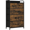 YITAHOME Chest of Drawer with 5 Drawers for Bedroom Fabric Dresser Storage Drawers With Handles Metal Frame for Living Room, Hallway,Rustic Brown