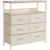 LYNCOHOME Chest of Drawers, Fabric Storage Drawers, 6 Drawers Storage Unit with Sturdy Steel Frame and Wood Top, for Bedroom, Sitting room, Closet. (Beige)