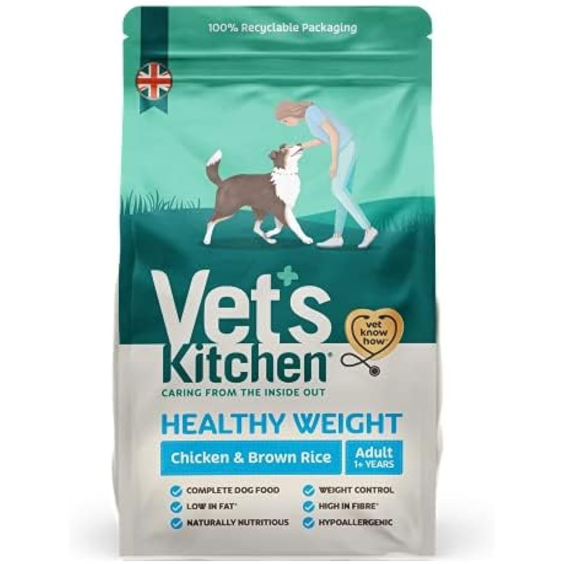 Vet's Kitchen Dry Dog Food Adult Chicken & Brown Rice Healthy Weight 7.5kg