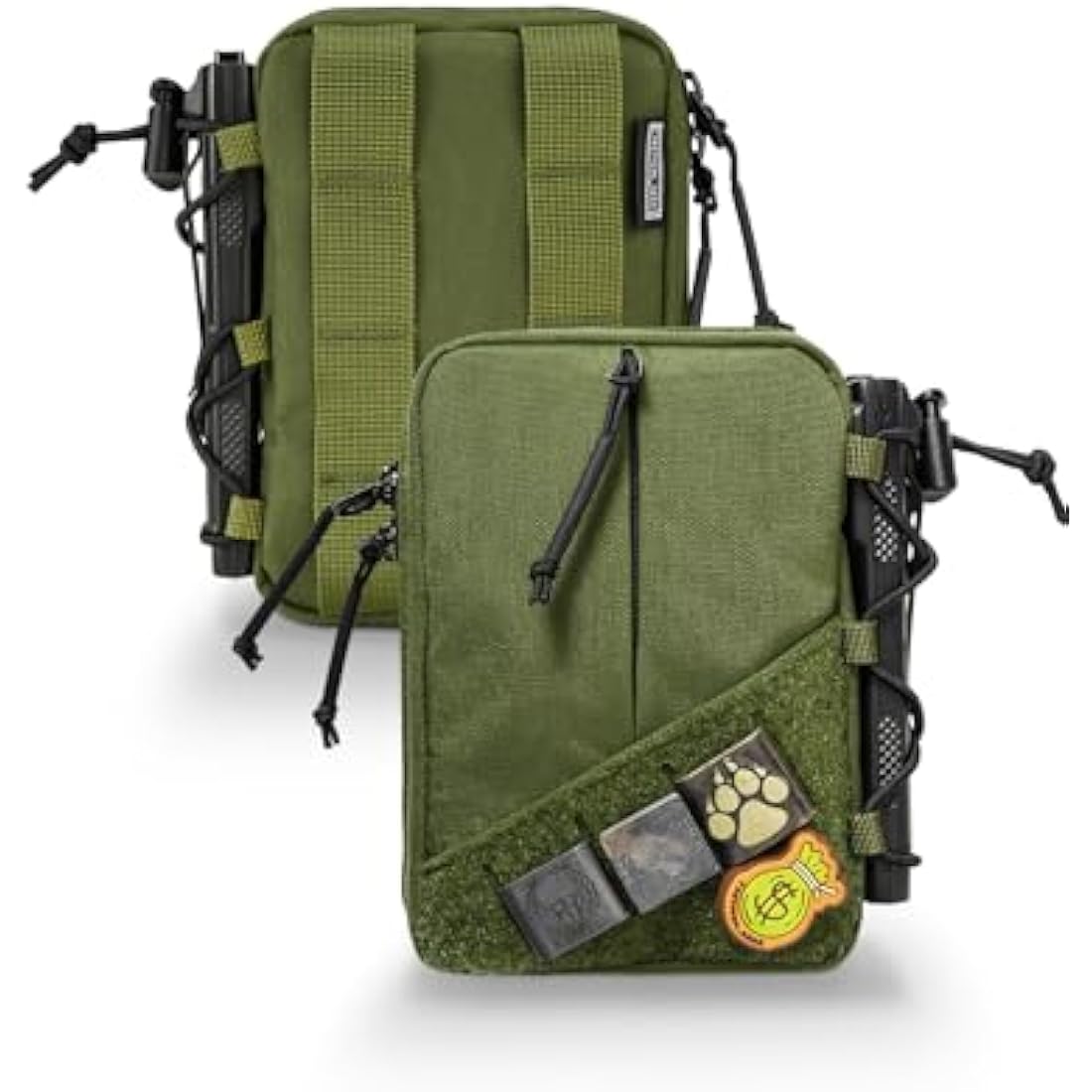 TACTICAL GEEK Block E4.0 EDC Compact Waist Pouch, Utility Pocket Organizer with Elastic Cord, Nylon Dual-Directional Zippers Tool Pouch, Multi-Purpose Small Gadget Organization for Daily Carry, Green
