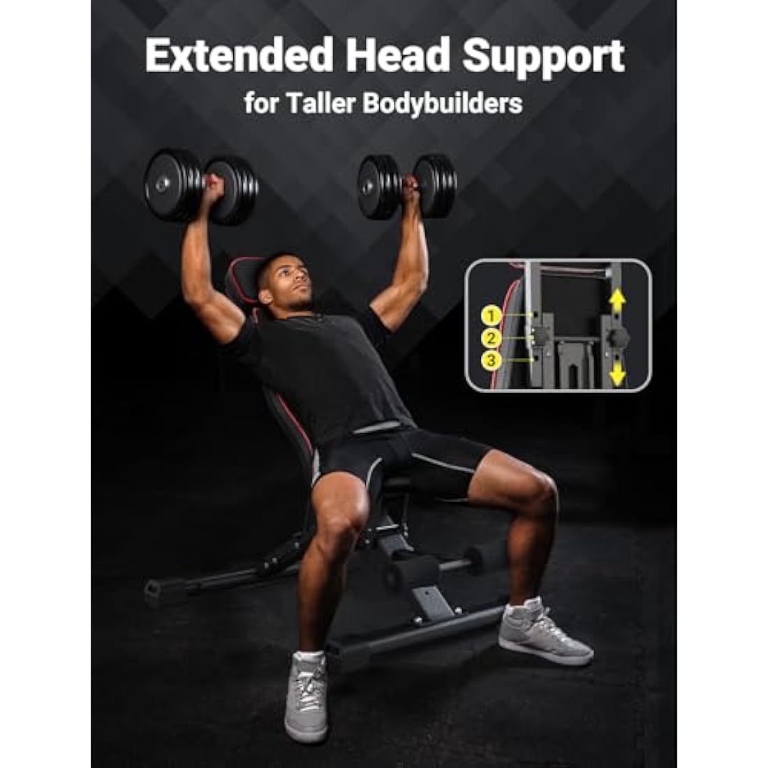 YOLEO 880LB Adjustable Weight Bench, Foldable Bench Press Stand, Extended Head, 90 Degree Workout Bench, 6'56'' User Height