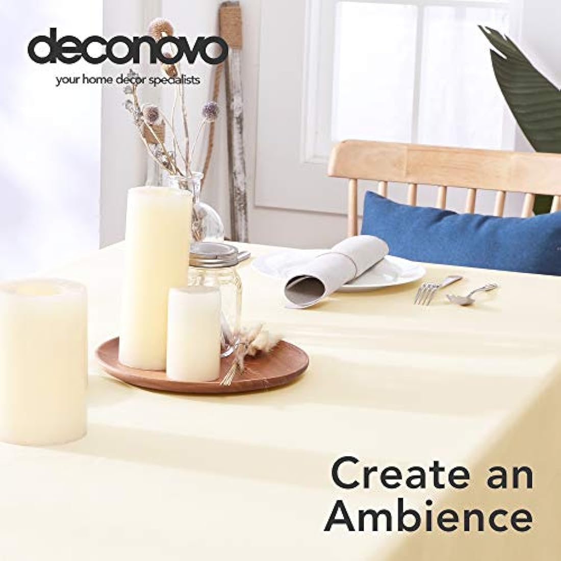 Deconovo Oxford Decorative Water Resistant Wipeable Table Cover Rectangle Tablecloth for Dining Table 132x178cm(52x70in) Beige
