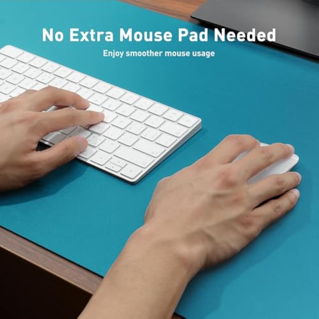 Aothia Leather Desk Mat, Large Mouse Pad, Non-Slip Desk Pad Desk Protector Mat, Waterproof PU Leather Laptop Mat Table Mat Desk Writing Pad for Office and Home (80 x 40 cm, Turquoise Blue)