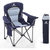 LET'S CAMP Folding Camping Chair Oversized Outdoor Chair with Drink Holders Cooler Bag, Support 200kg