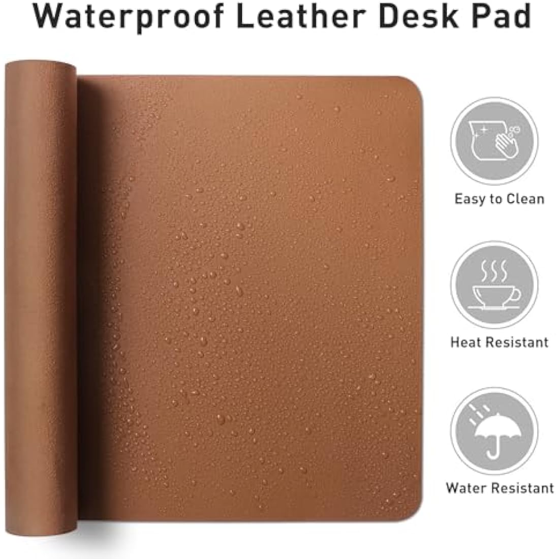 Leather Desk Pad Protector,Mouse Pad,Office Mat,Non-Slip PU Blotter,Laptop Pad,Waterproof Writing for Office and Home (80cm x 40cm, Brown)
