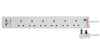 Pro Elec PEL00112 6 Way 2 USB Surge Protected Extension Lead, 1 m, White
