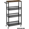 LIANTRAL Slim Storage Cart, Kitchen Storage Trolley, 4 Tier Rolling Kitchen Shelving Unit on Wheels Mobile Narrow Cart with Wooden Tabletop for Bathroom, Laundry Narrow Places, 42 x 18.5 x 80.5 cm
